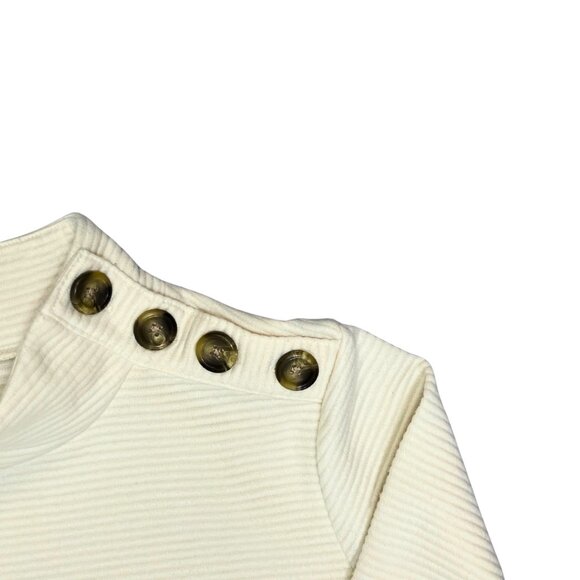 St John's Bay Women's Coastal Grandma Cream Button Shoulder Knit Sweater Size L - Picture 5 of 14